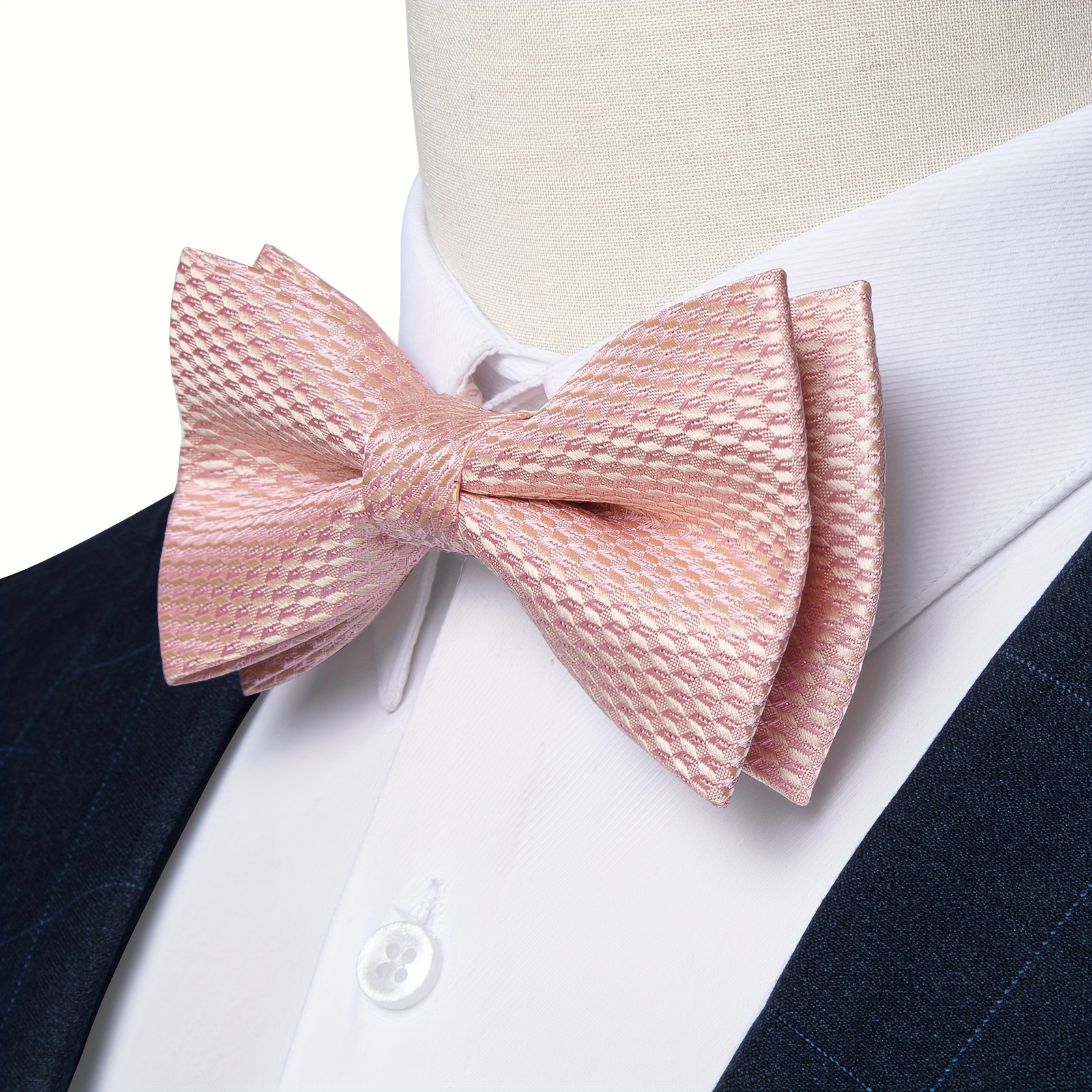 DiBanGu Silk Bow Tie Set with Pocket Square, Lapel Pin & Cufflinks
