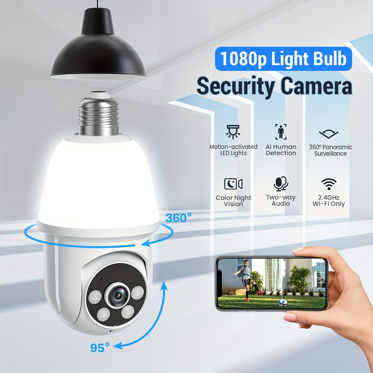 Light Bulb Security Camera 1080p Wireless Wifi Smart Home - Temu