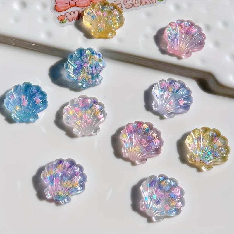 

20pcs Transparent Imitation Shell Resin Charms For Jewelry Making Accessories