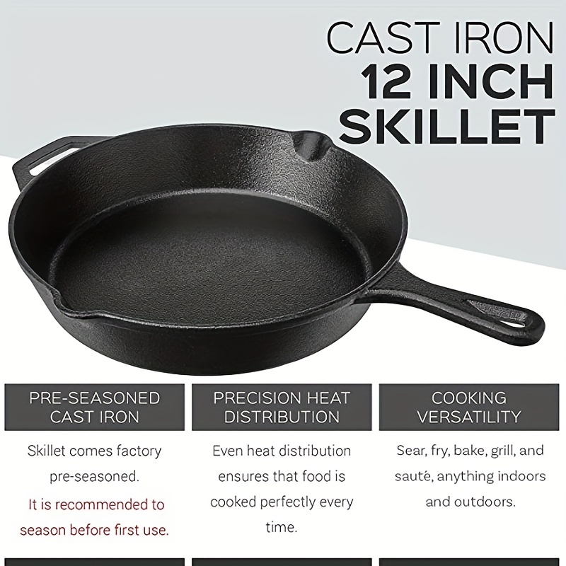 Saute Fry Pan Pre seasoned Cast Iron Skillet Set Nonstick - Temu