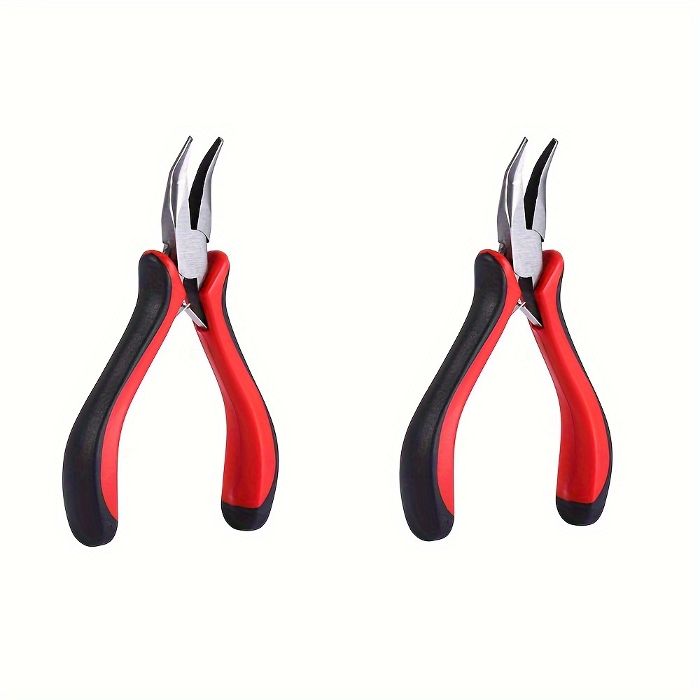 Hair Extension Pliers, Black And Red Handles, Curved Nose Pliers