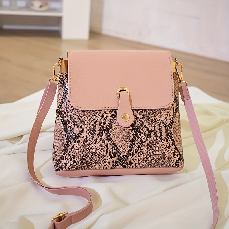 Pink Underarm Bag Solid PU Leather Shoulder Bag With Silk Scarf