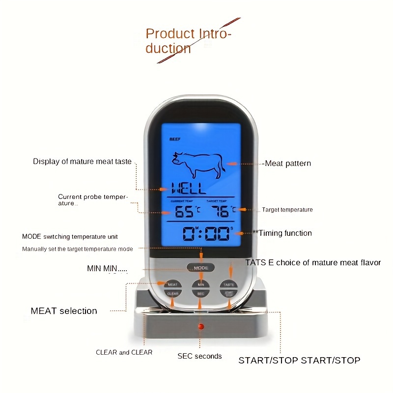 Smart Meat Thermometer, Remote Needle Thermometer For Roast Meat, Food  Thermometer, Kitchen Food Thermometer, No Battery - Temu