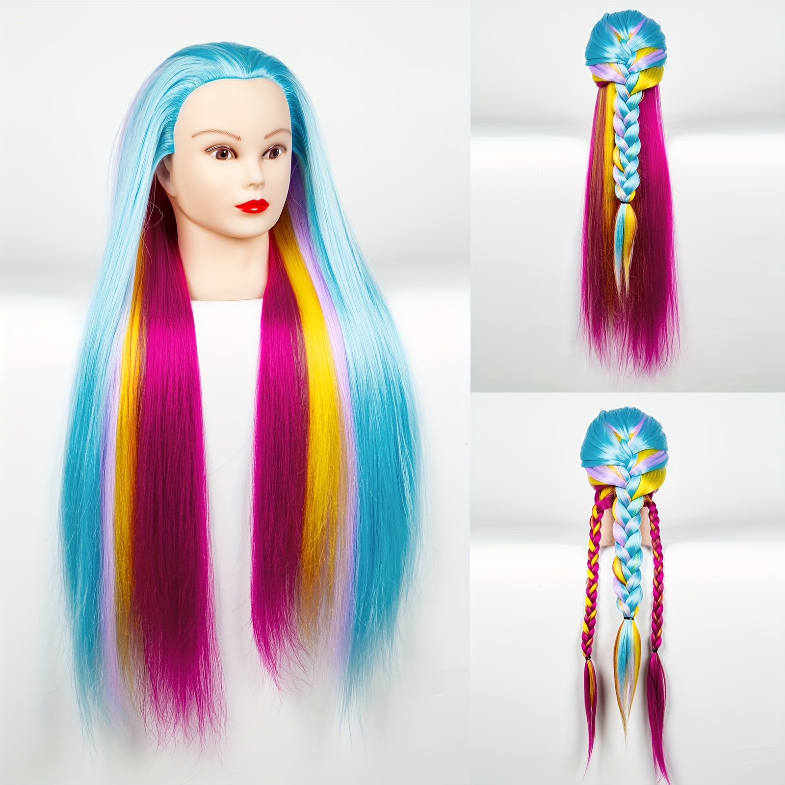 Premium Mannequin Head With Rainbow Color Straight Hair Cosmetology  Mannequin Doll Head For Practice Braiding Styling Training Head Hair With  Free Cla
