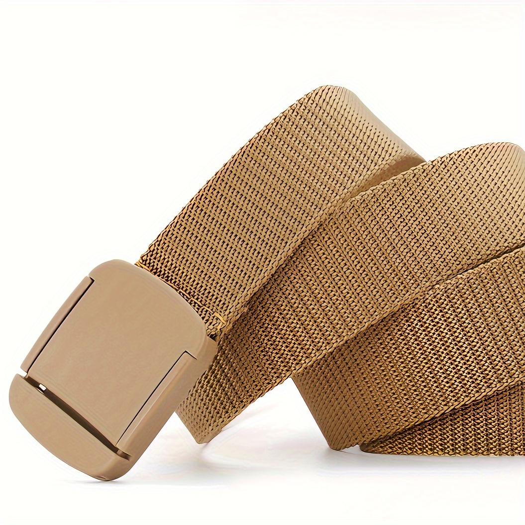 Canvas Green Sports Belt, Men's Belt Plastic Buckle Outdoor Hiking Webbing Belt Colors Waist Belt,Temu