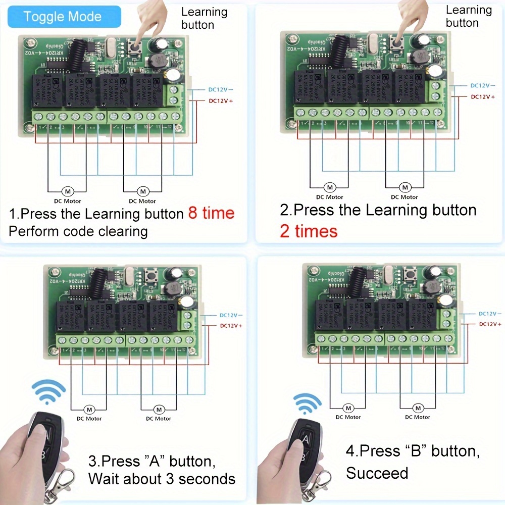 433.92mhz 6v 12v 24v 10a 4ch Relay Module Receiver Ev1527 Temu
