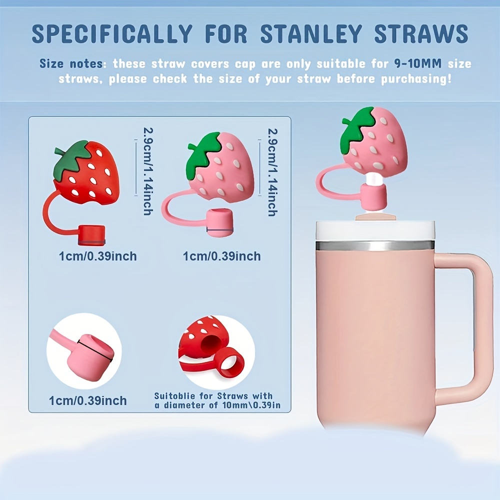 4PCS Straw Covers Cap For Stanley Cup, Strawberry Straw Cover, Silicone  Straw Covers Cap Straw Topper For Stanley 30&40oz Tumbler