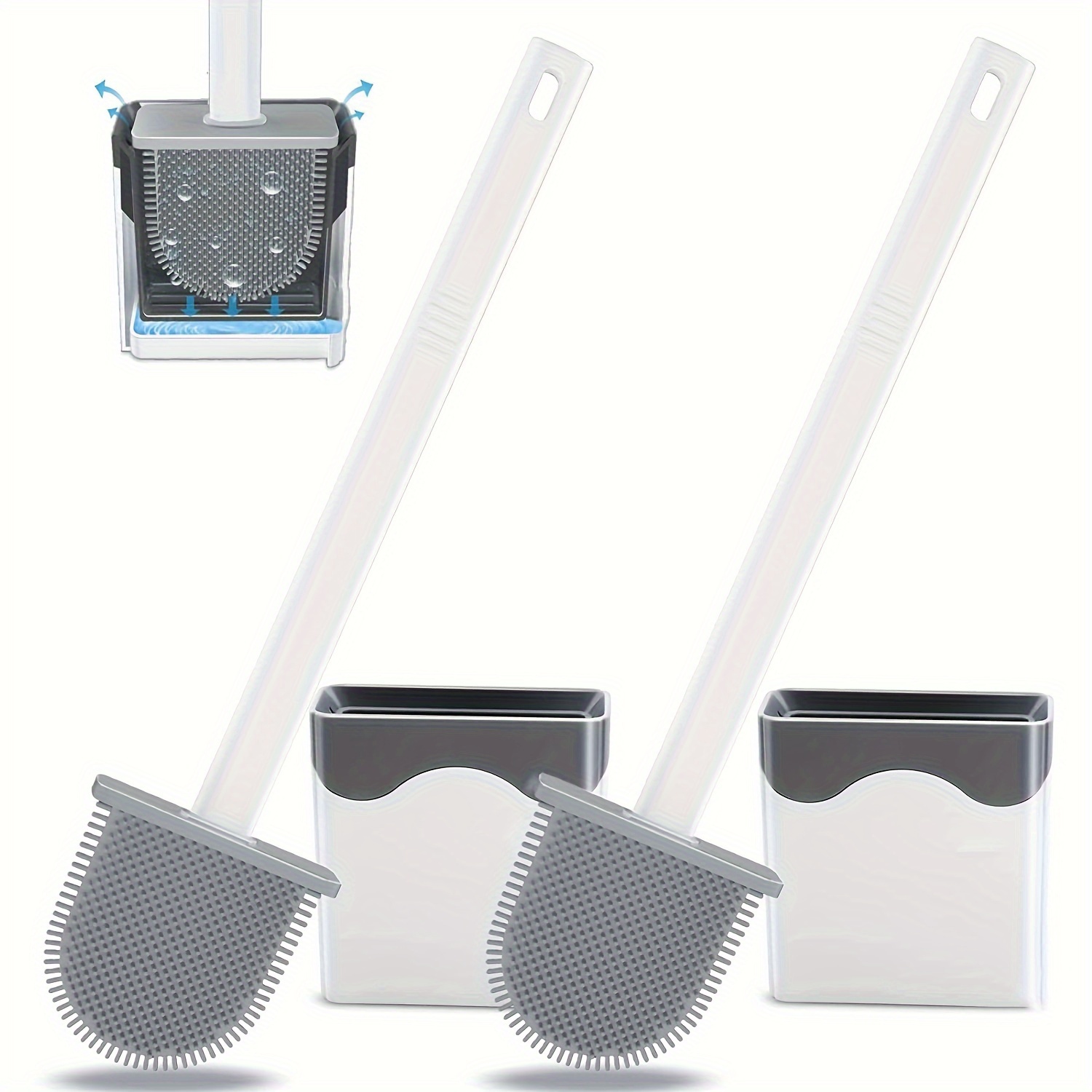 Brosse WC Silicone Plate- Brosse Toilette et Supports, Anti-Goutte