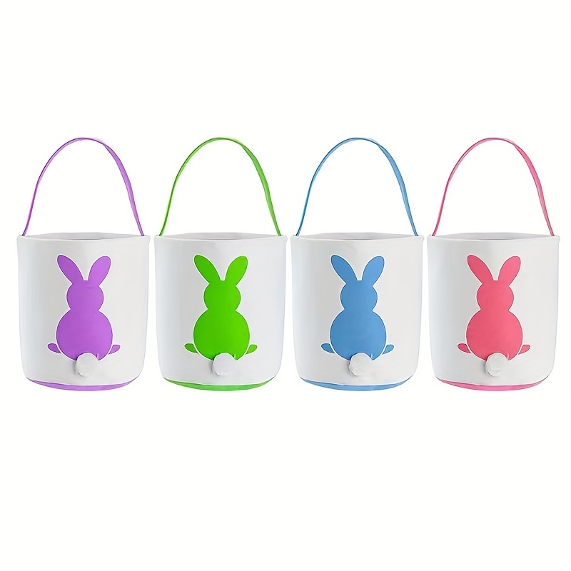 Easter Bunny Basket Bag for Kids Boys Girls Personalized Candy Egg Baskets  with Long Ear Gifts Storage Buckets 