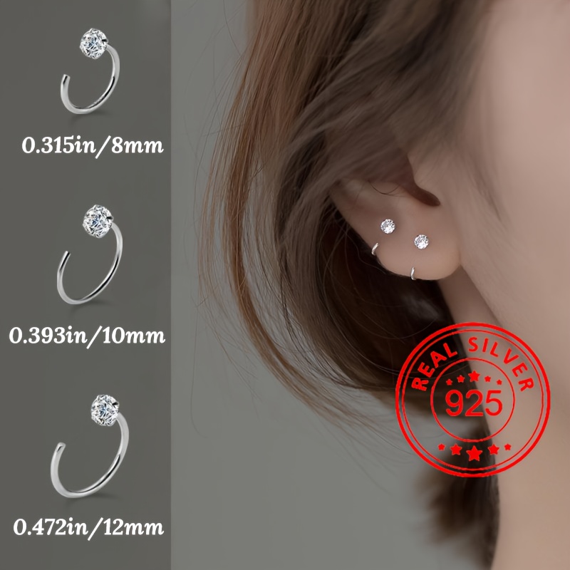 12PCS Real 925 Silver Earring Backs Replacements, 18K White Gold Plated  Hypoallergenic , Secure Ear Locking for Stud Nut for Posts, 6mm