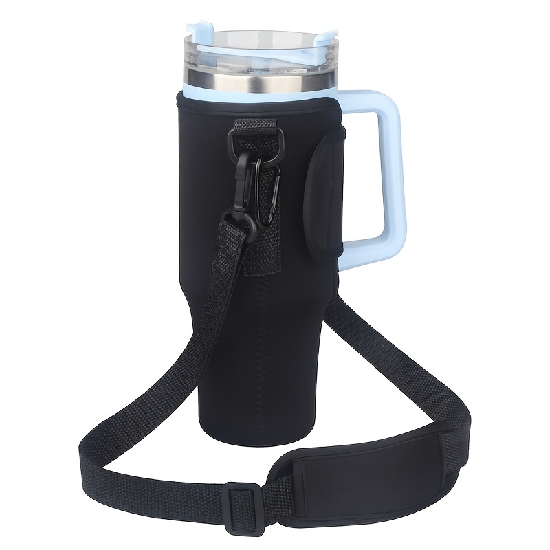 Water Bottle Carrier Bag with Pocket for Stanley 40 oz Tumbler with Handle  Neoprene Sports Water Bottle Holder Pouch with Adjustable Strap, Straw