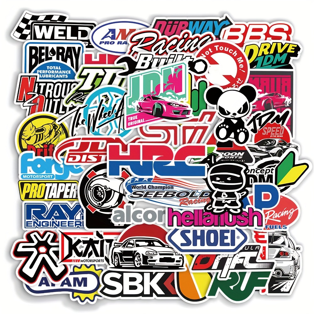 

100-piece Japanese Domestic Market (jdm) Style Sticker Piece - Durable Plastic Decals For Cars, Motorcycles, Bikes, Skateboards, Laptops & More