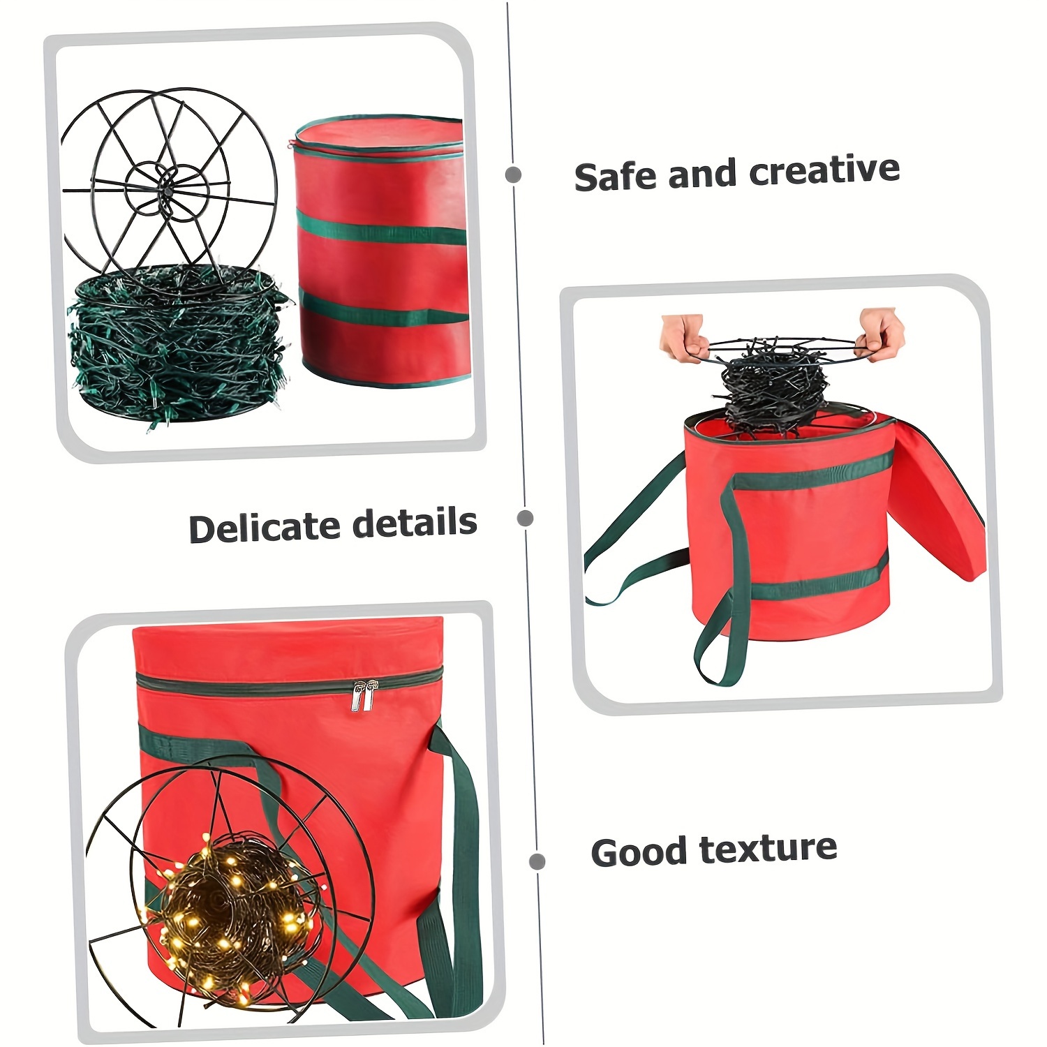 1pc Christmas Light Storage Bag Circular Light Bulb Handbag Storage Bag  Christmas Wreath Light String Carrying