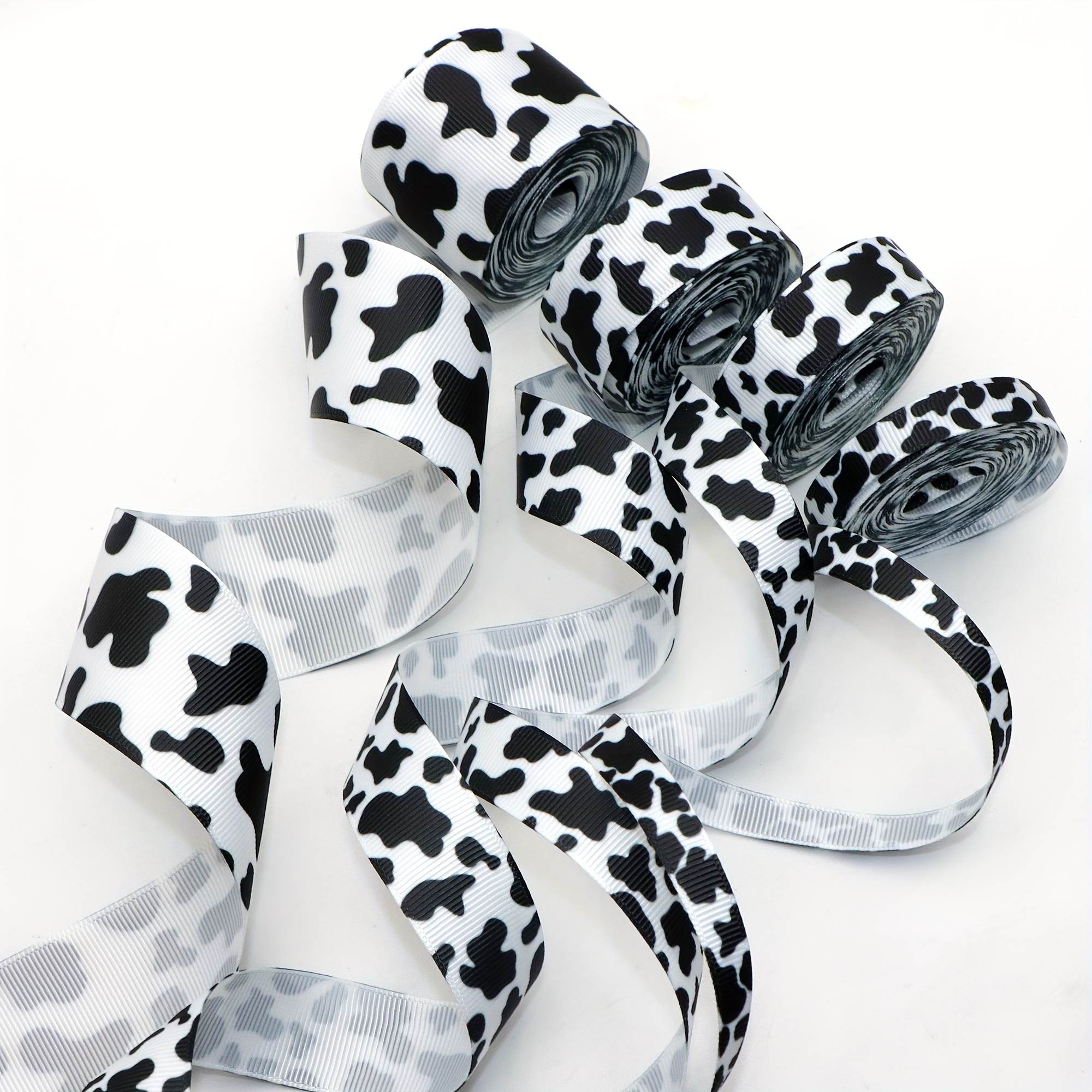 Black / White Cow Grosgrain Ribbon