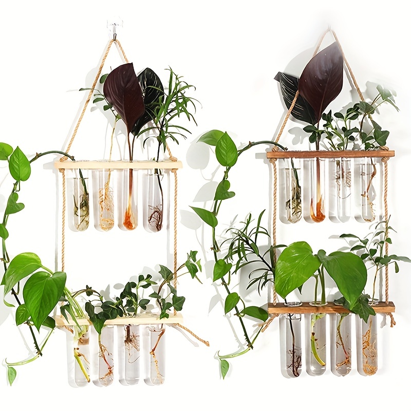 XXXFLOWER Wall Hanging Terrarium Planter with 5 Test Tubes,Wall Planters  for Indoor Plants,Plant Lover Gifts for Women Garden Office Decoration