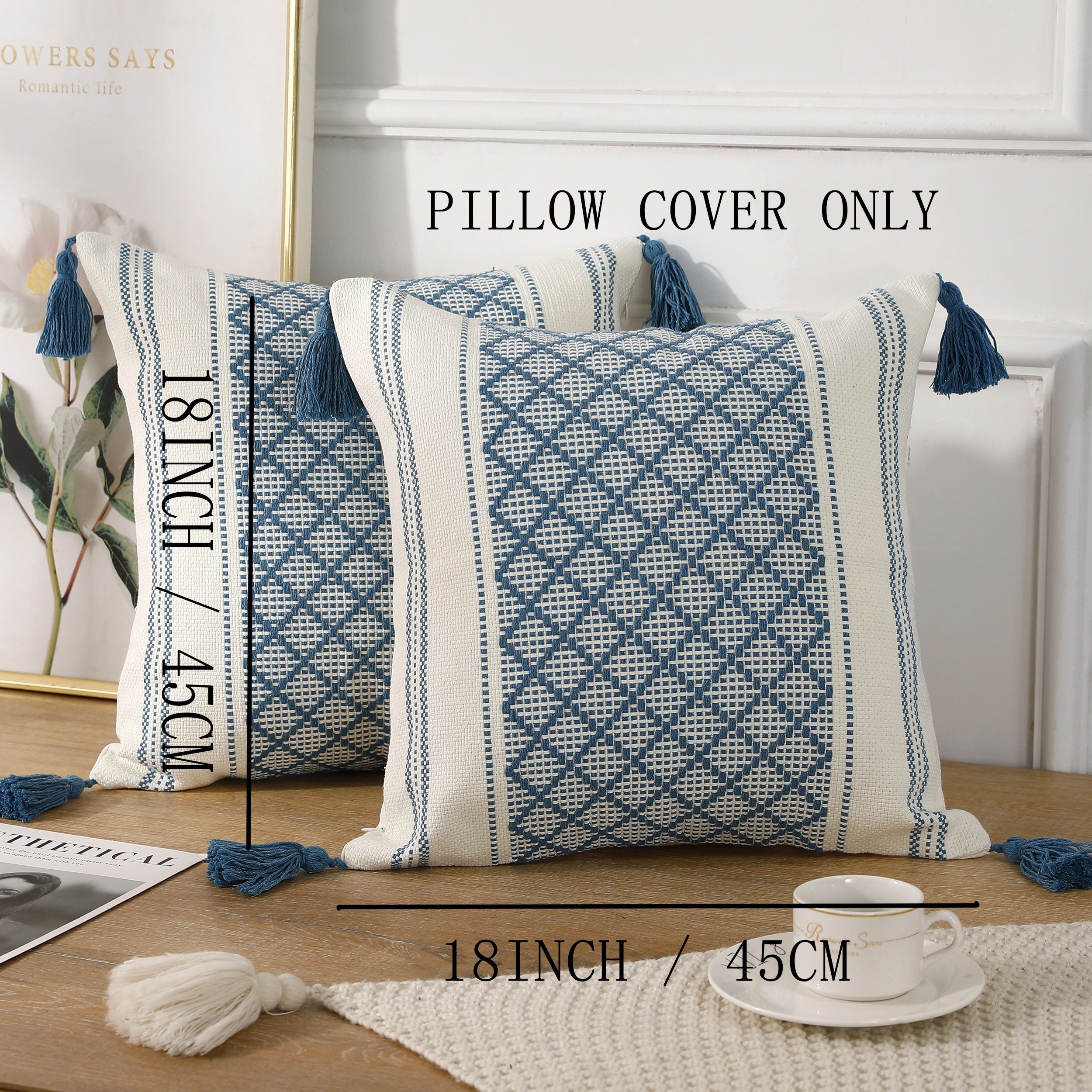 Boho Woven Throw Pillow Covers With Tassels Macrame Cushion - Temu