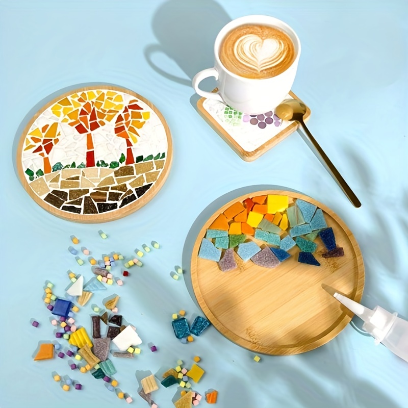 Kit de mosaico de vidrio para adultos, kit de posavasos de mosaico