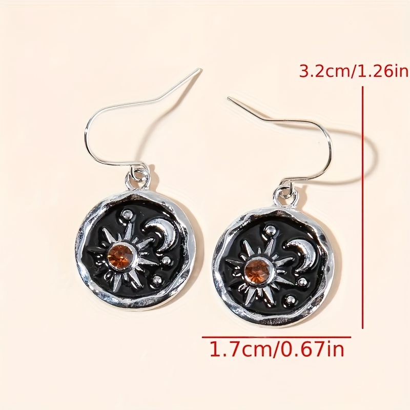 Men's Vintage Boho Sun and Moon Pattern Dangle Earrings
