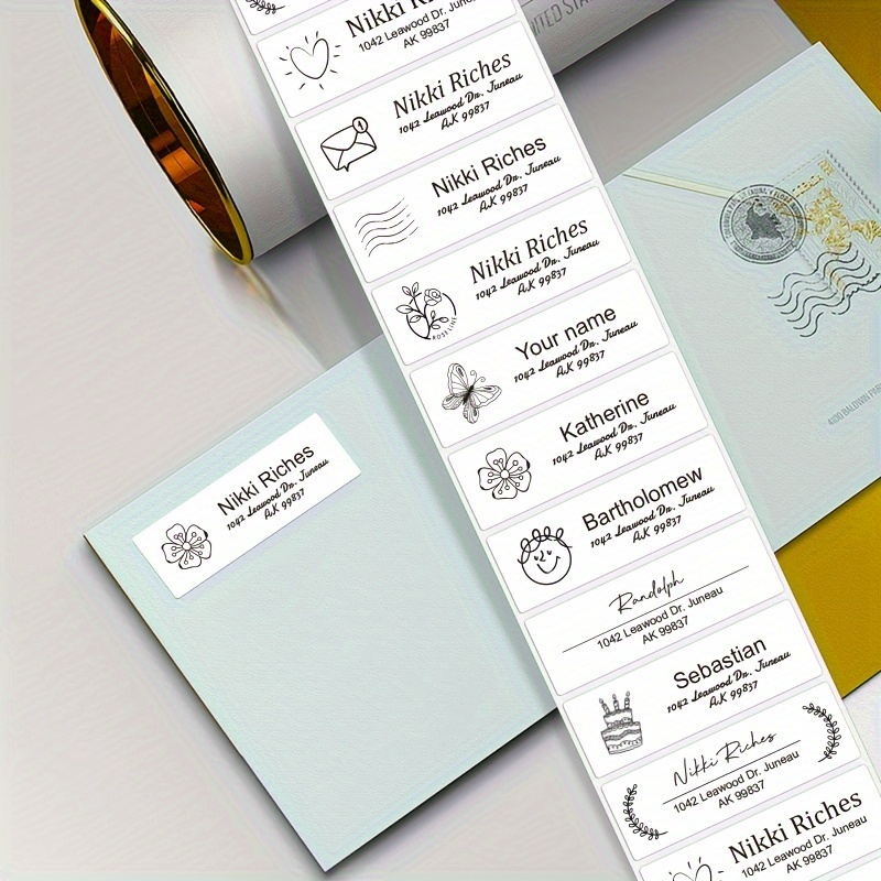 Etiquetas adhesivas personalizadas para dirección de devolución, juego de  240 elegantes etiquetas de correo personalizadas para sobres,  autoadhesivas