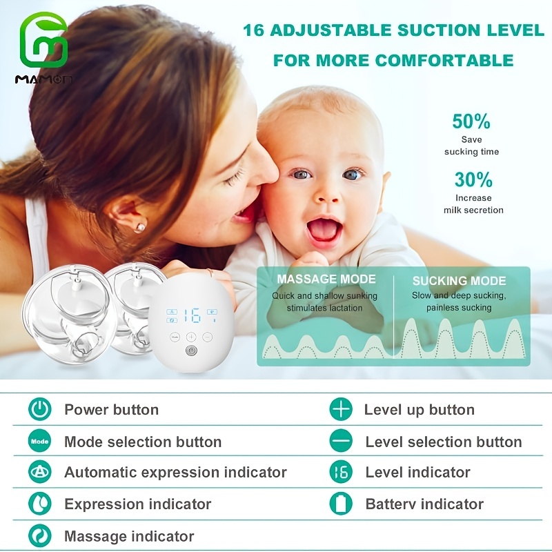 Wearable Breast Pump Hands Free Double Portable Breast Pumps 16 Levels  Suction Breastfeeding Milk Collector