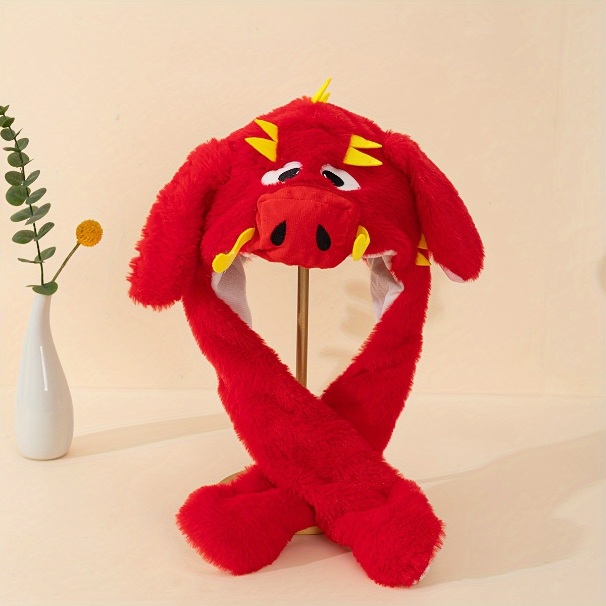 kowaku Drachen-Cartoon-Plüschhut-Kopfbedeckung, Drachen-Kopfbedeckung, lustige  Kopfbedeckung für Rollenspiele, Geburtstage, Rot: : Spielzeug