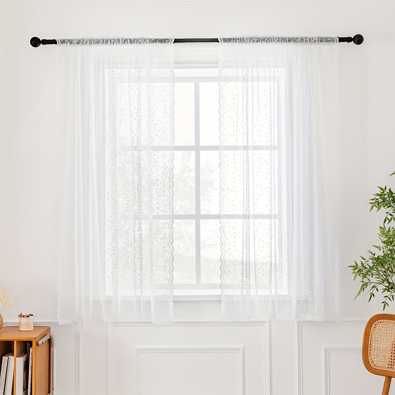 E-shop 2 Stück Atmungsaktive Spitzen-Jacquard-Vorhänge, Halbtransparente Dekorationsvorhänge für Wohnzimmer, Esszimmer, Küche, Arbeitszimmer,