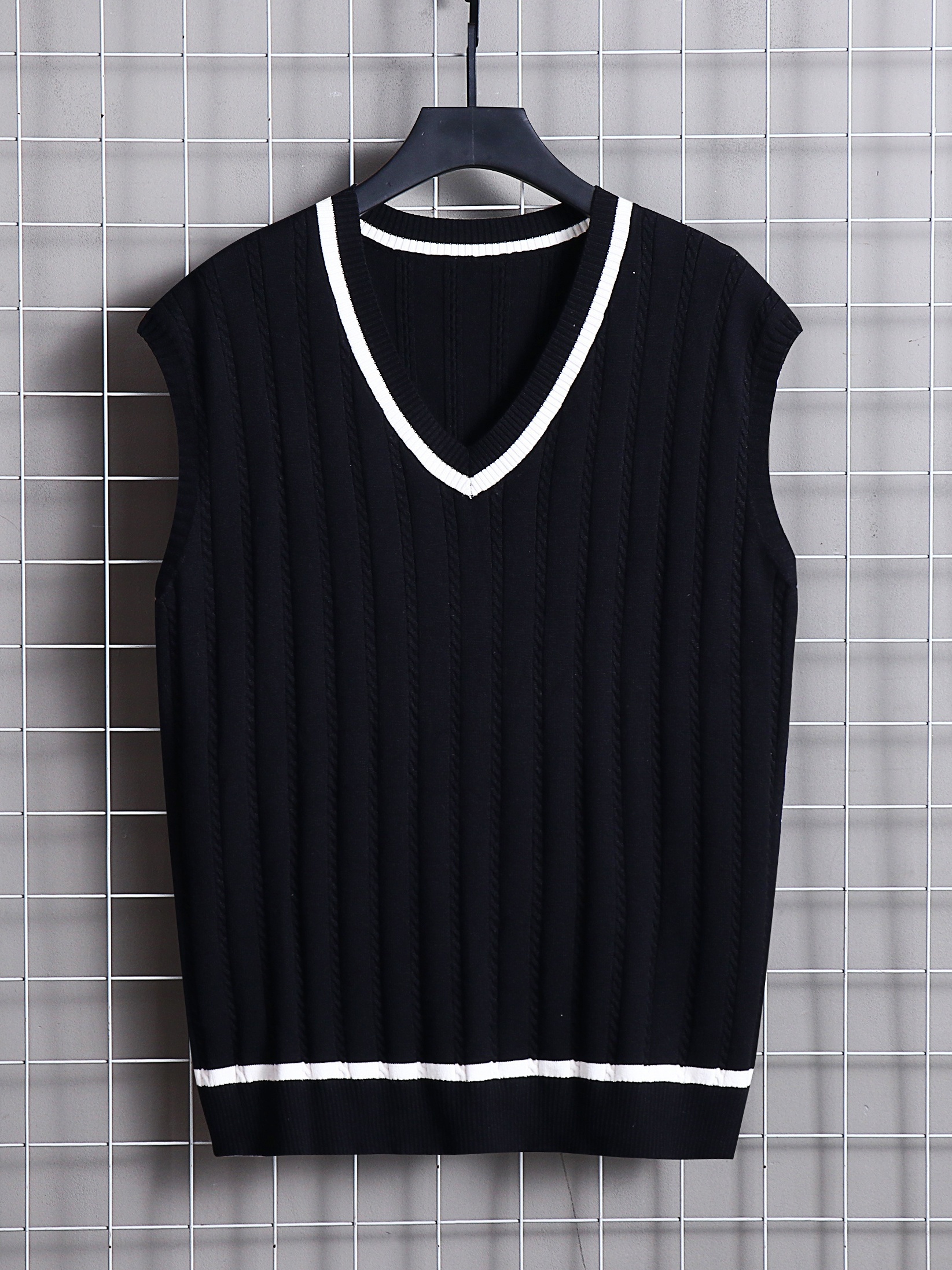 Men Warm Knitted Sweater Vest V-Neck Sleeveless Pullovers Casual Jumper  Knitwear