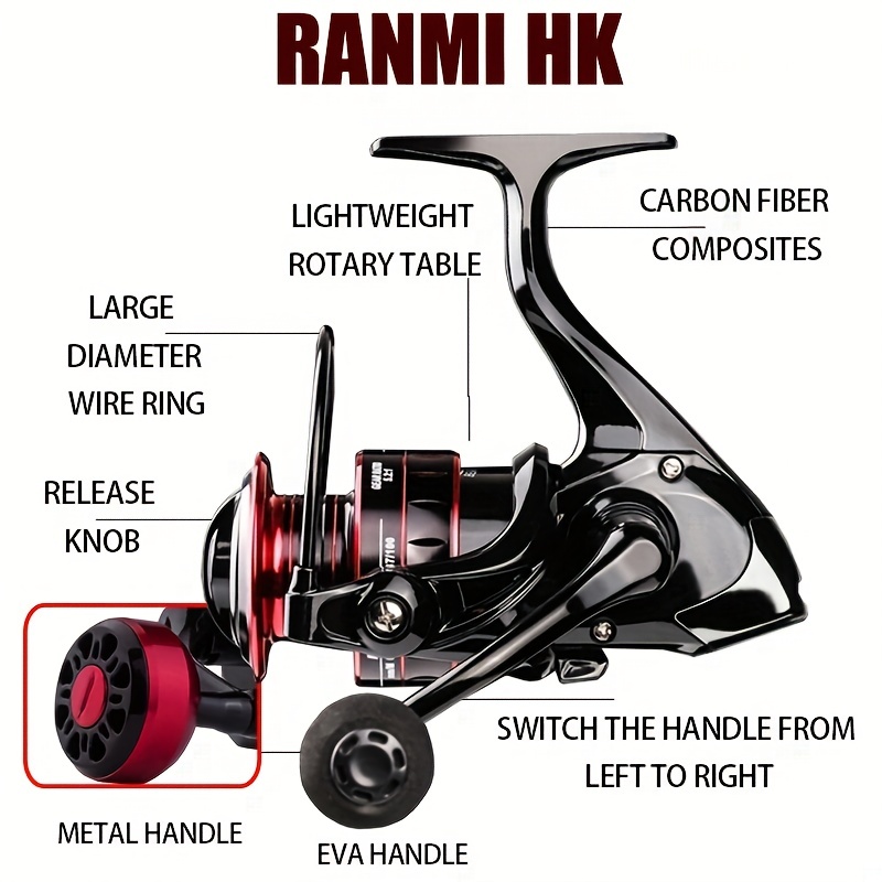 * RANMI HK 5.2:1 Gear Ratio Spinning Reel, 17.64LB Max Drag Metal Fishing  Reel For Saltwater Freshwater