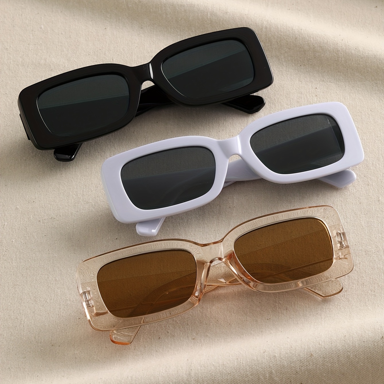 

3pcs Y2k Rectangle Fashion For Women Men Hiphop Anti Glare Glasses For Travel Beach Party Club Fashion Glasses