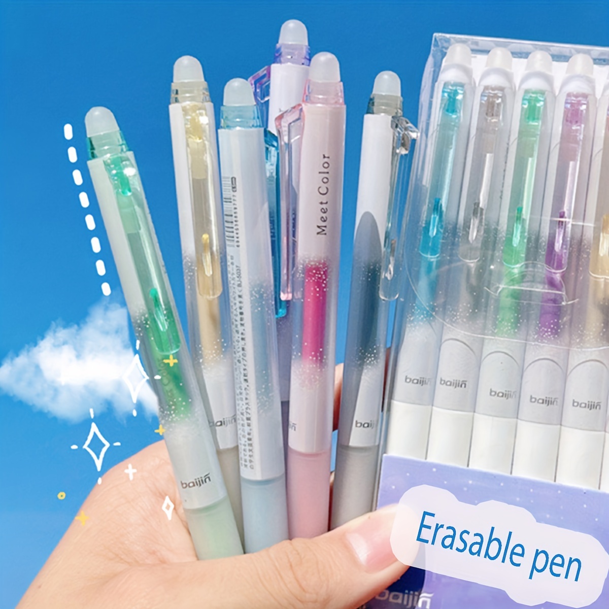 

6pcs, Colorful Glitter Press Erasable Pen, Diary Pen, Gel Pen, Easy To Erase