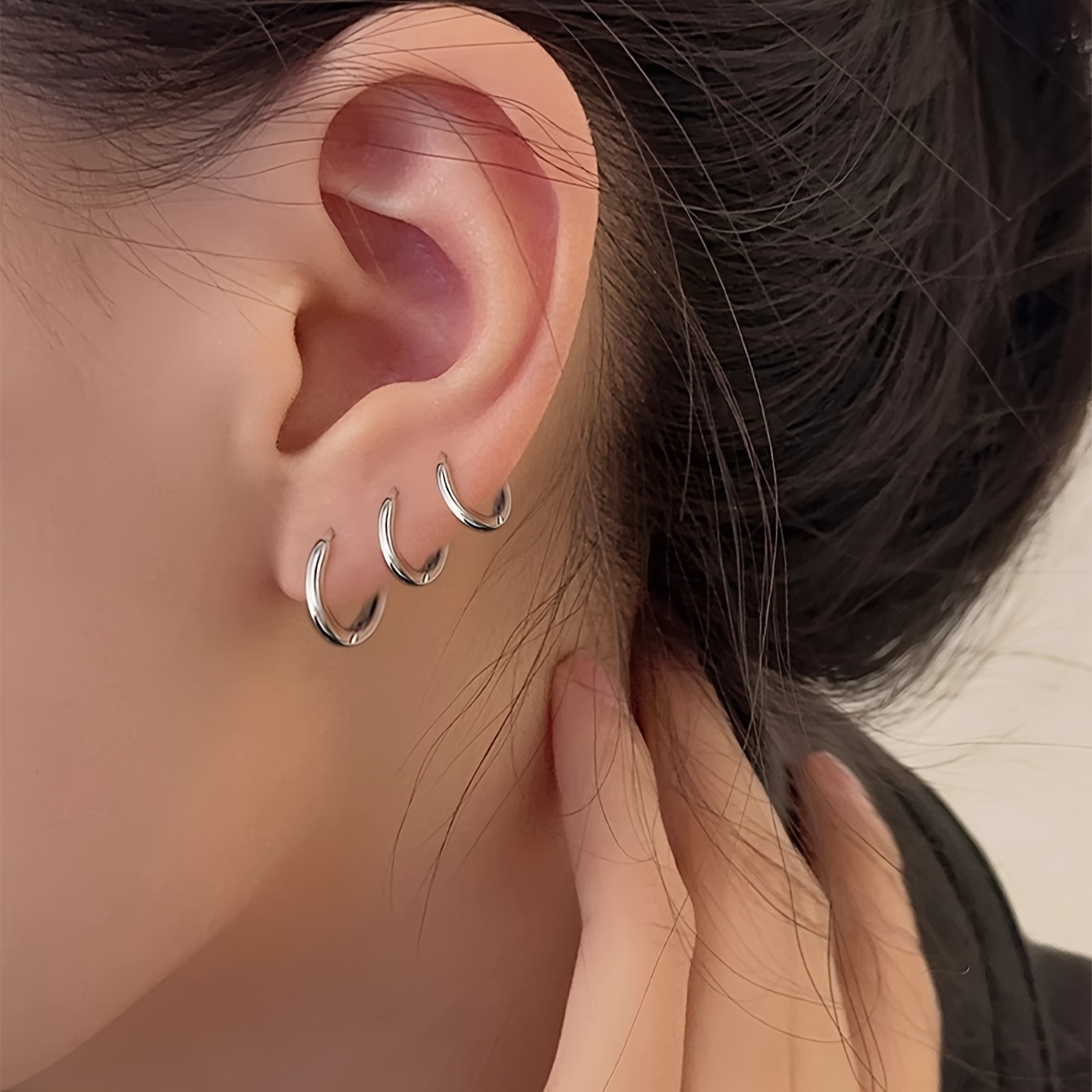 

Simple Hoop Earrings, Stainless Steel Ear Jewelry Decor For Daily Wear Dating