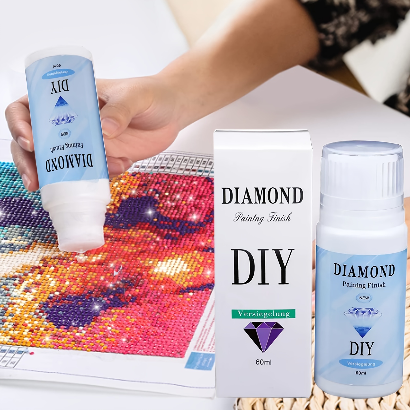 Scellant pour peinture diamant amélioré de 200 ml avec pinceau en silicone,  colle de peinture diamant 5D permanente, accessoires pour peinture diamant