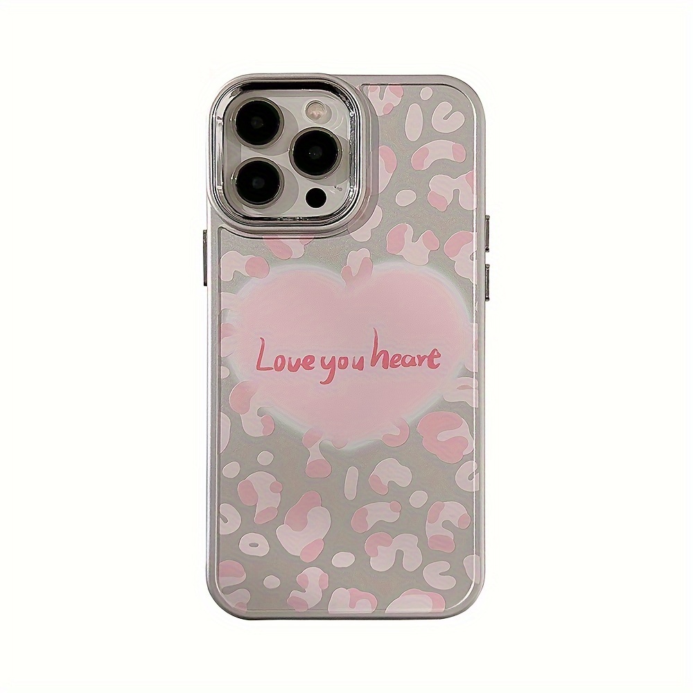 Cute Leopard Pattern Argyle Love Heart Phone Case For Iphone 14