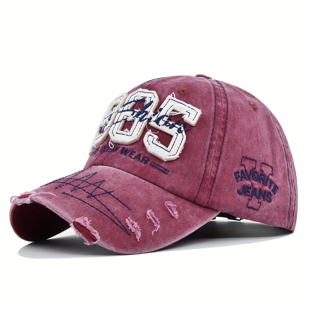 1985 Embroidery Ripped Baseball Cap Washed Distressed Patch Adjustable Dad Hat