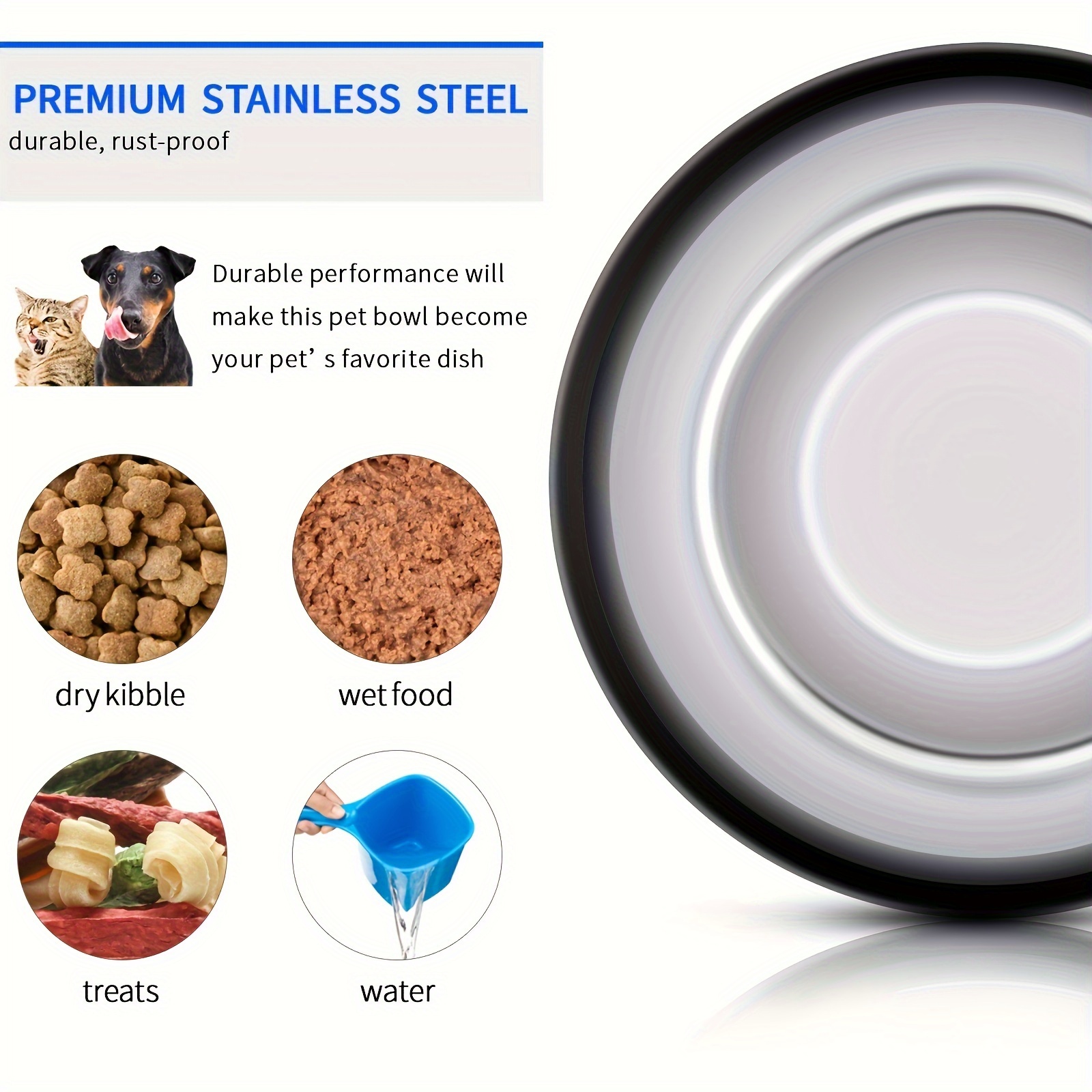 Stainless Steel Raised Food and Water Bowls with Decorative 3.5