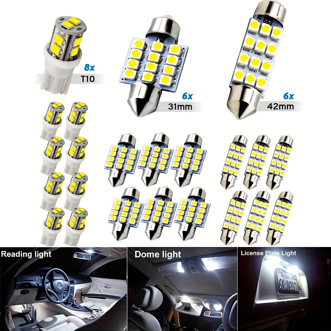 6x 36MM White Festoon LED Interior License Plate Dome Map Light Bulb  Accessories