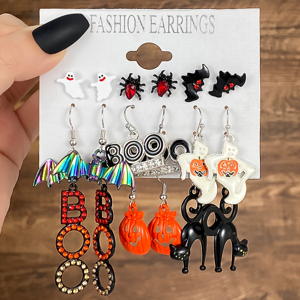 6-12 Pairs Halloween Stud Earrings Dangle Earrings Set Witch Spider Web  Pumpkin Skull Design Trendy Halloween Ear Jewelry
