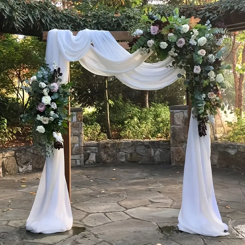 White Wedding Arch Drapes Fabric Chiffon Fabric Drapery - Temu