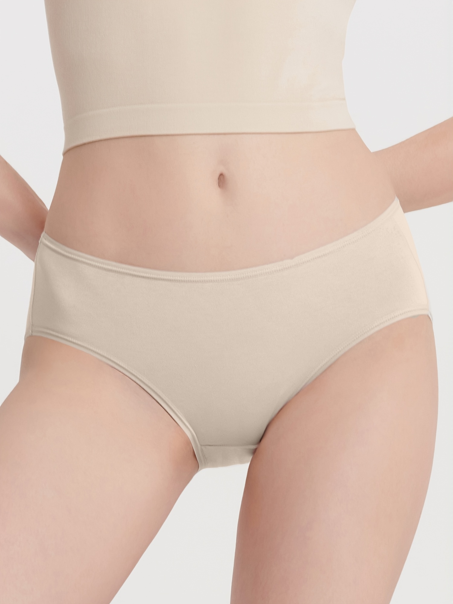 Women's Solid Letter Waist Bikini Panties Breathable Medium - Temu