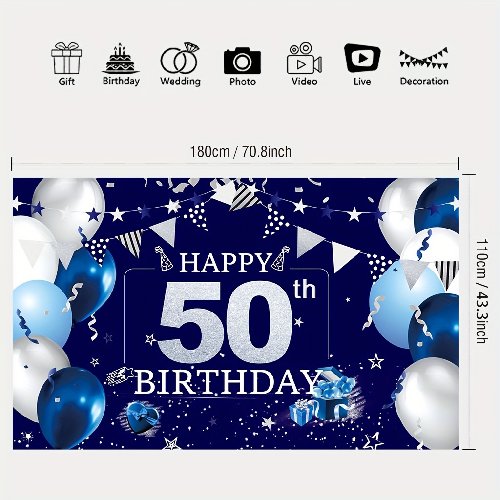 1pc Pancarta Fondo Cumpleaños Feliz 50 Años Decoraciones - Temu Mexico