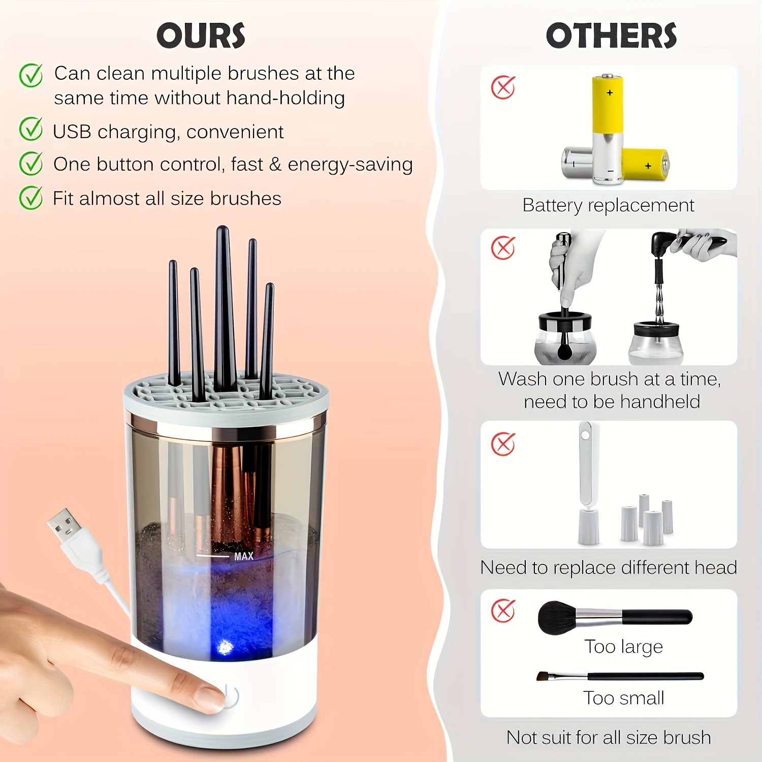 Usb Plug in Portable Electric Makeup Brush Cleaner Electric - Temu