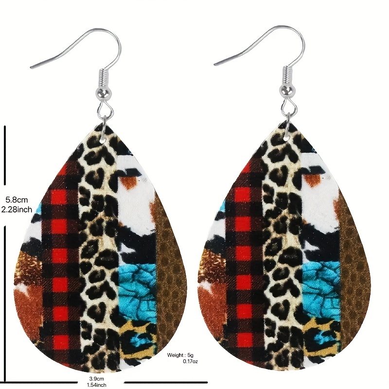Leopard Print Leather Earrings Men's Party Gift