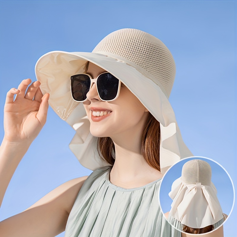 Wide Brim Sun Hat Solid Color Adjustable Visors Summer - Temu