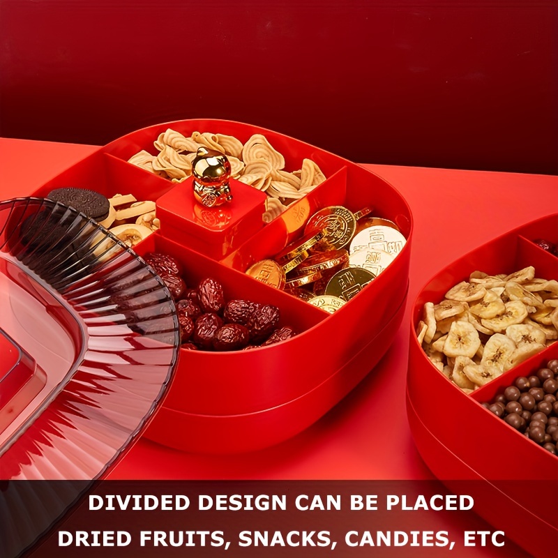 1pc Divided Serving Tray With Lid And Handle Snackle Box Charcuterie  Container Portable Snack Platters Clear Organizer For Candy, Fruits, Nuts,  Snacks