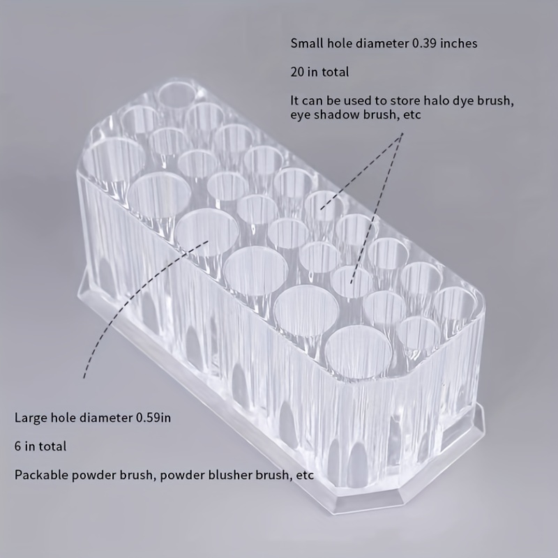 Acrylic 26 Holes Makeup Brush Storage Box Multifunctional Display Pen Holder