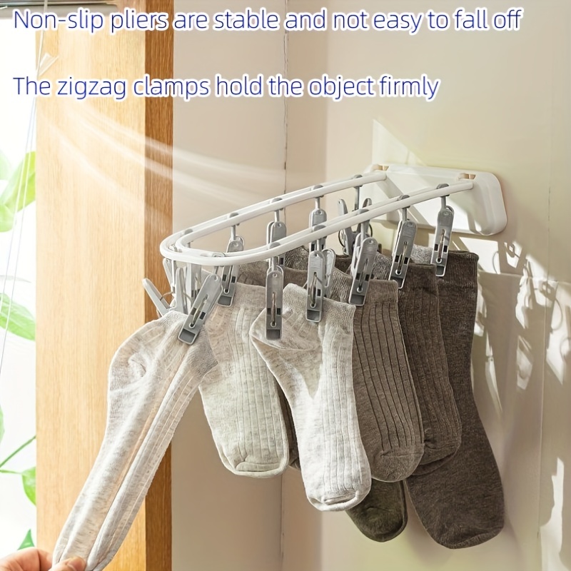 Household Drying Racks Socks Multi-Clips Punch-free Hanging on The Wall  Wall Hanging Folding Balcony