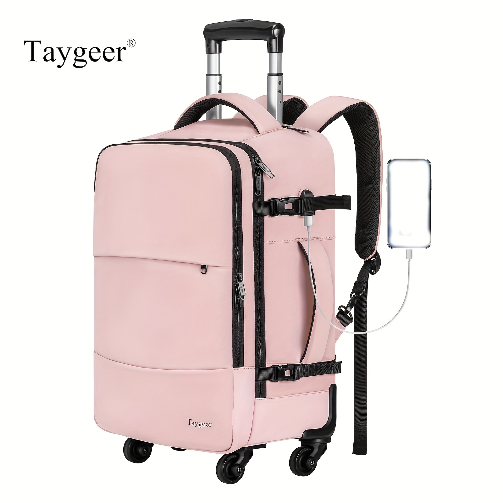 taygeer rolling backpack for women 17 inch travel laptop backpack with wheels shoe pouch large wheeled backpack carry on luggage overnight college work suitcase bag roller backpack