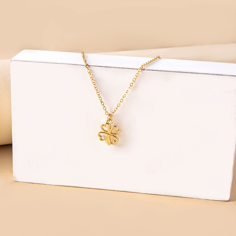 Clover necklace, lucky five leaf flower necklace, five leaf clover chain,  18k gold plated jewelry, gift idea