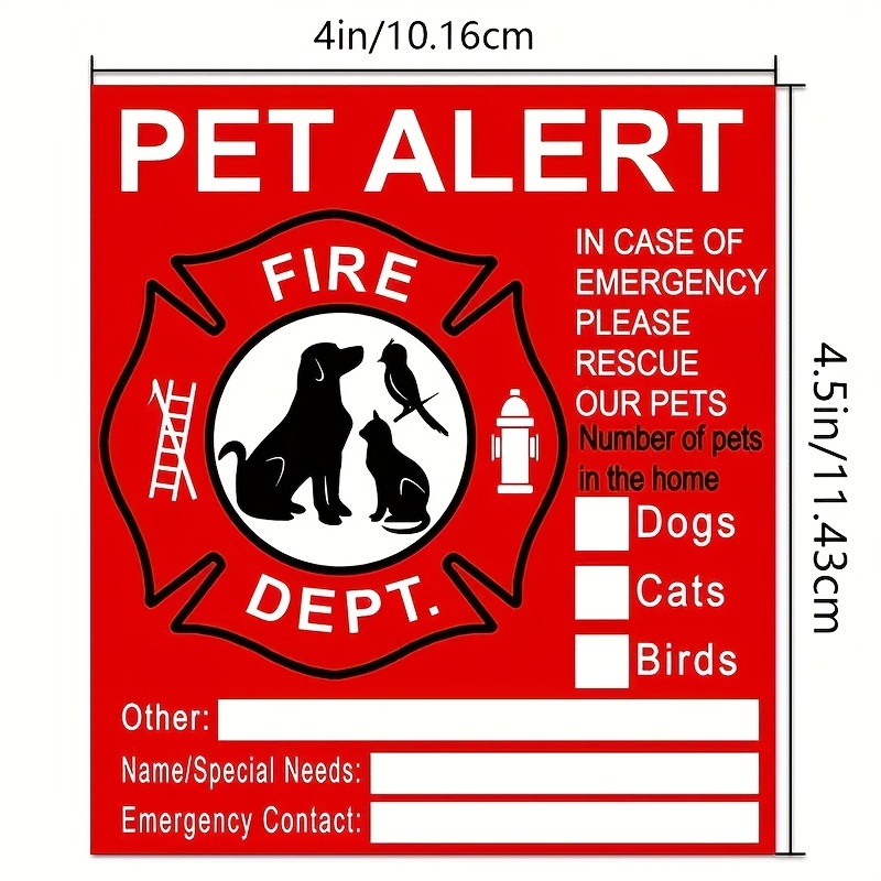 Pet Internal Stickers 4 Warning Rescue Stickers - Temu