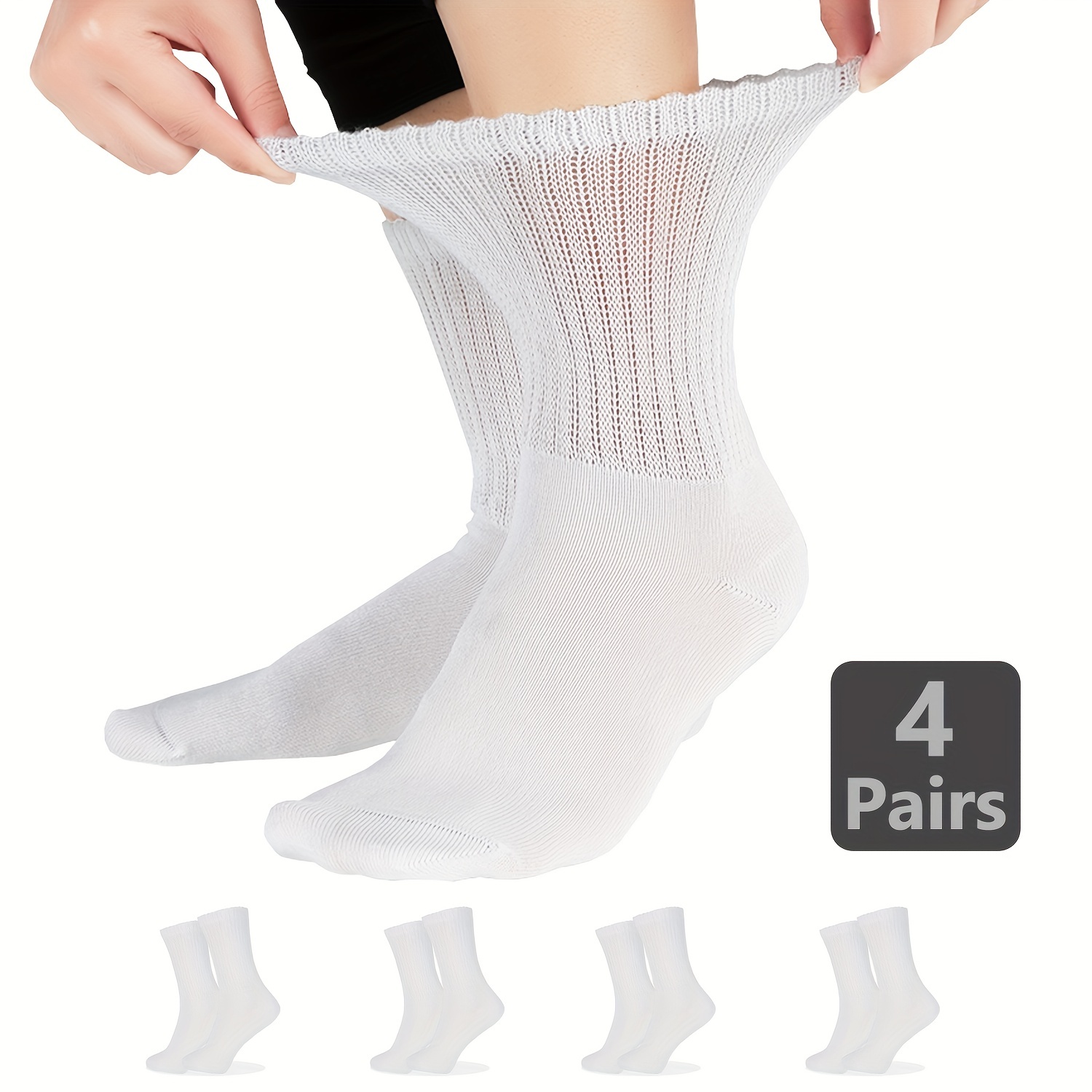 Yomandamor 6 pares de calcetines de bambú para diabéticos para mujer, con  parte superior no atada y suela acolchada, L (tamaño de los calcetines